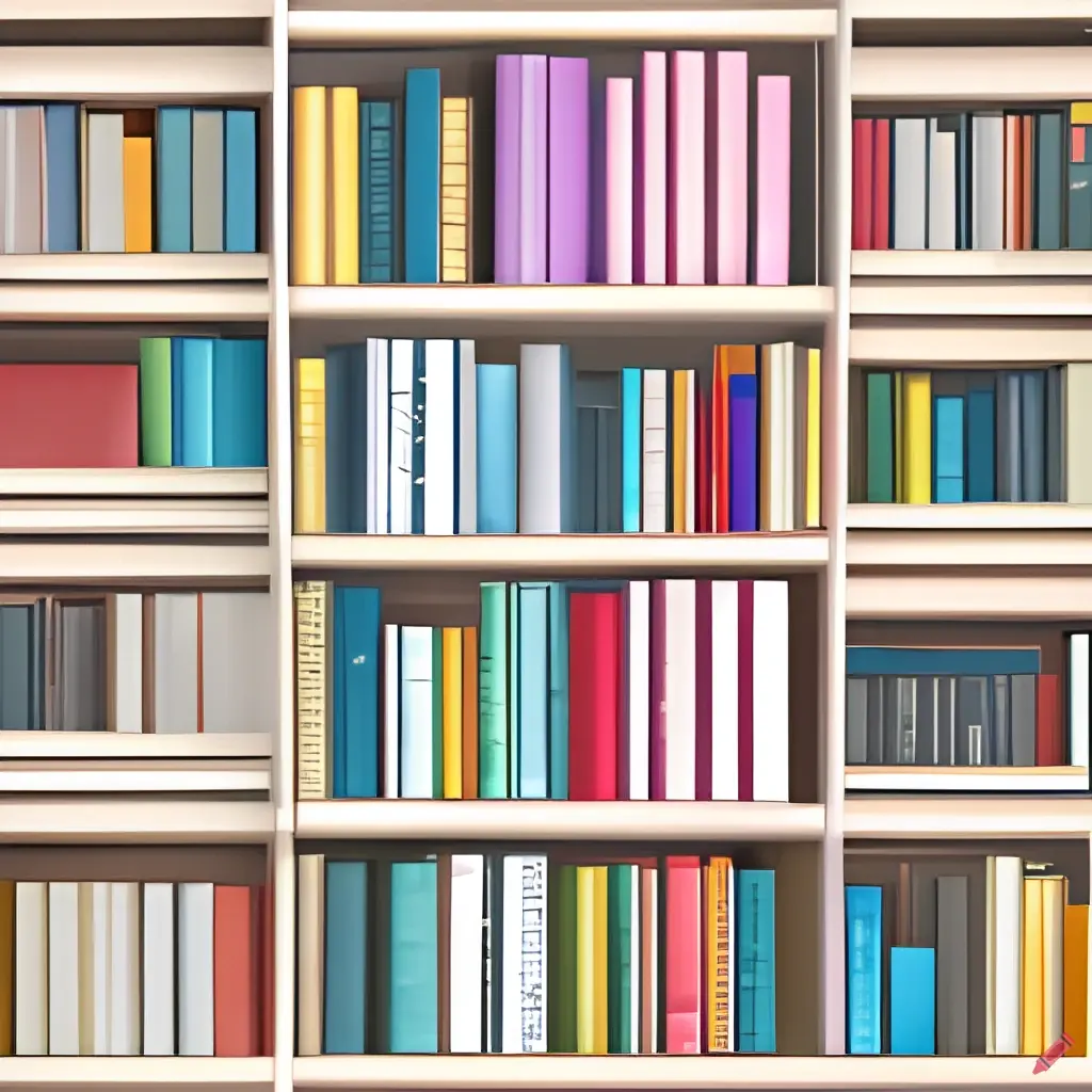 Bookshelf as imagined by Craiyon AI.